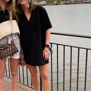 MM6 black denim dress
